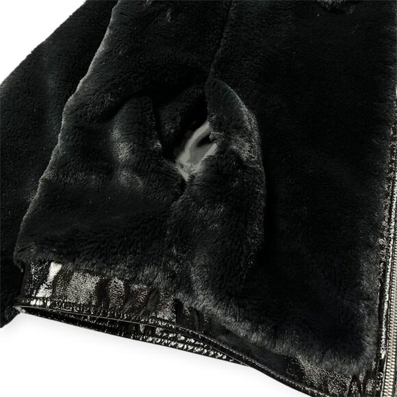 NEW Maeve SUPER SOFT Faux Fur Jacket Leather Trim SIZE XLP Petite Black NWOT - Picture 6 of 15